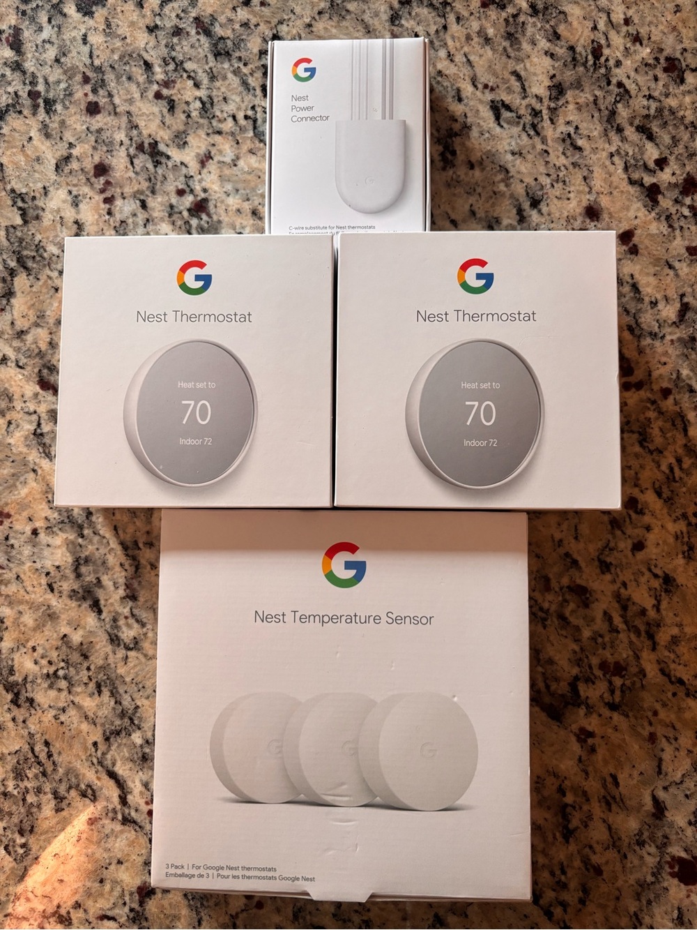 google Nest Thermostat and Sensors Bundle in White and Gray
